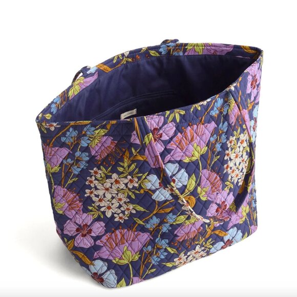 NEW VERA BRADLEY Large Tote Coffee Garden Print Cotton Grand Tote NWT - Picture 2 of 5